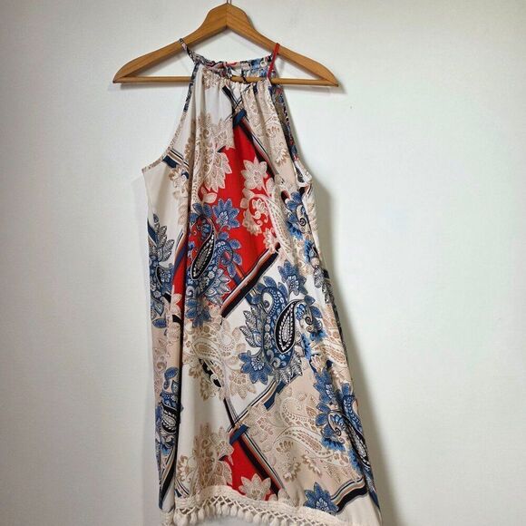 SHEIN Dresses & Skirts - NEVER WORN SHEIN HALTER FRINGED BOHO PAISLEY HANKY SHORT DRESS SZ LARGE
